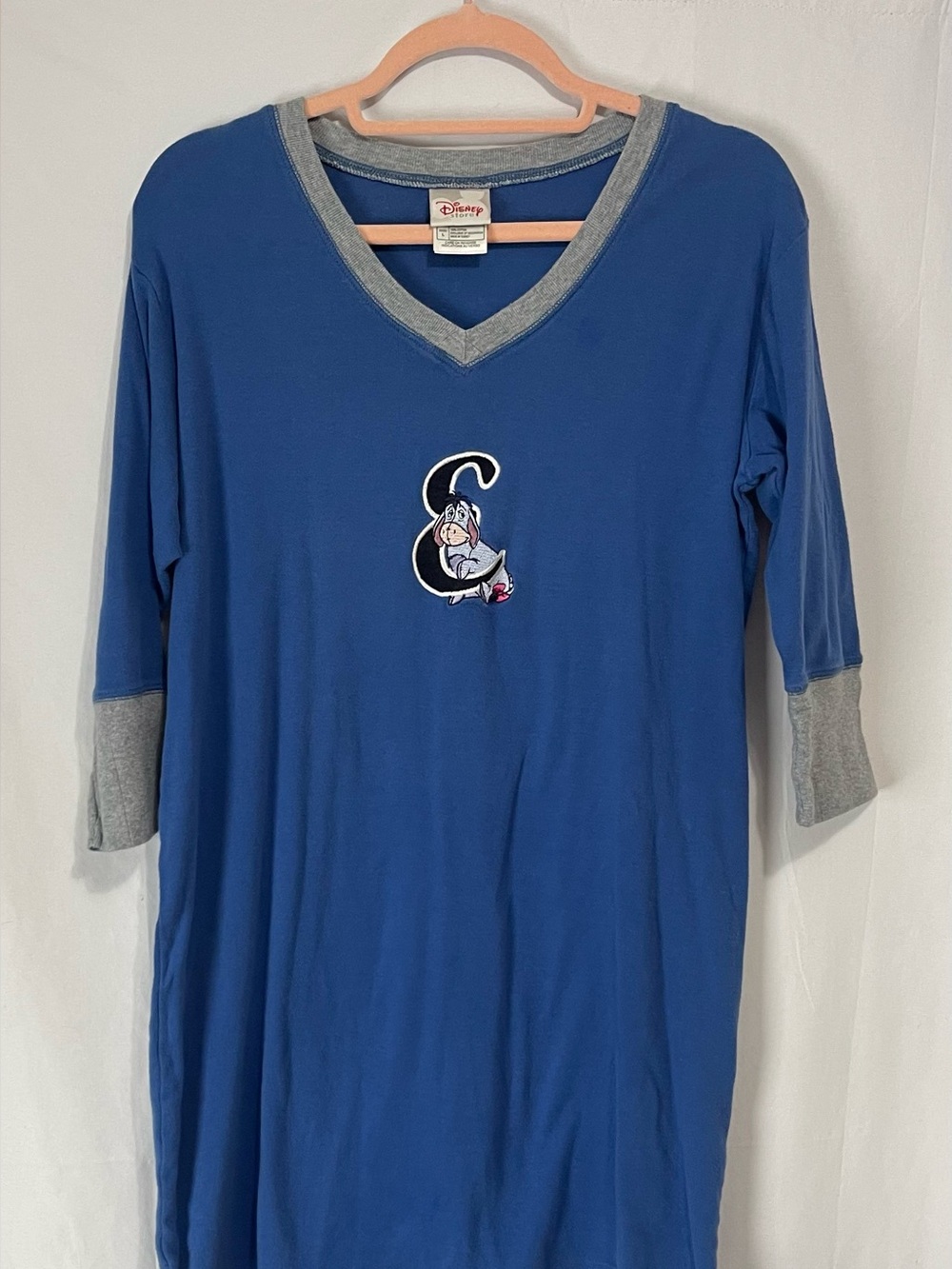 Vintage Y2K Eeyore Disney Store 3/4s sleeve blue night gown Moomoo size Large